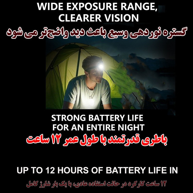 چراغ پیشانی مدل T129 با نور چند رنگ