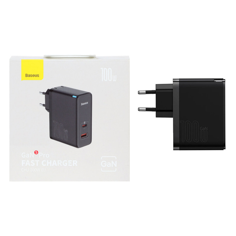 شارژر دیواری 100 وات دو پورت بیسوس مدل GaN5 PRO