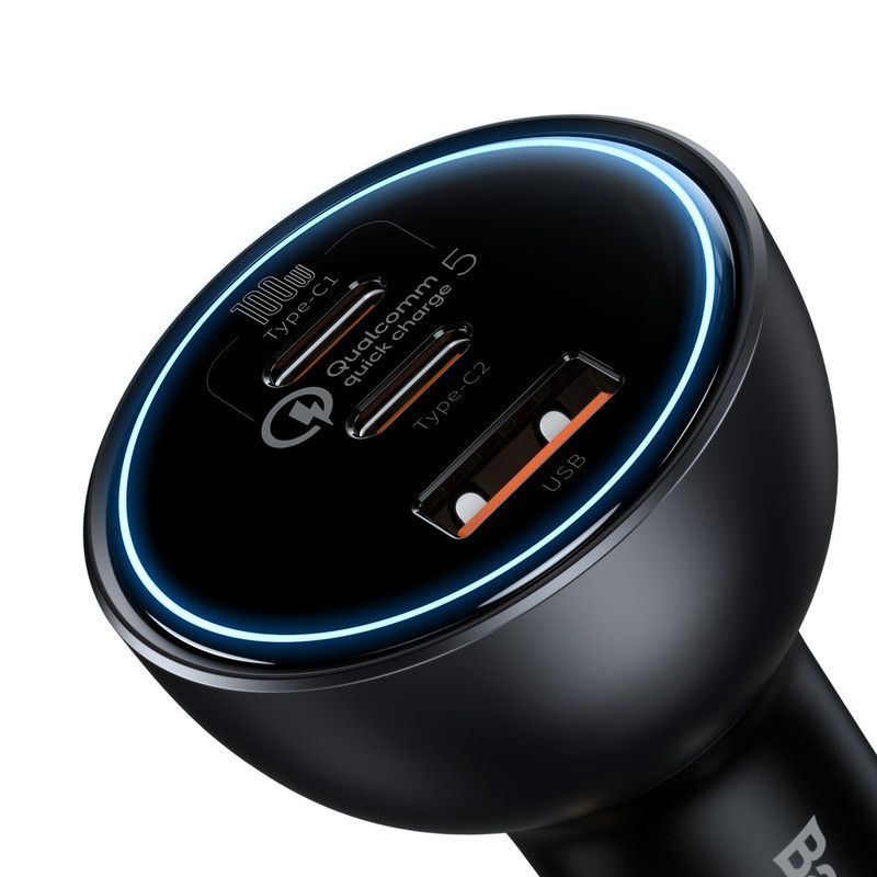 شارژر فندکی باسئوس مدل Multi-port Fast Charge 160W به همراه کابل تبدیل Usb-c