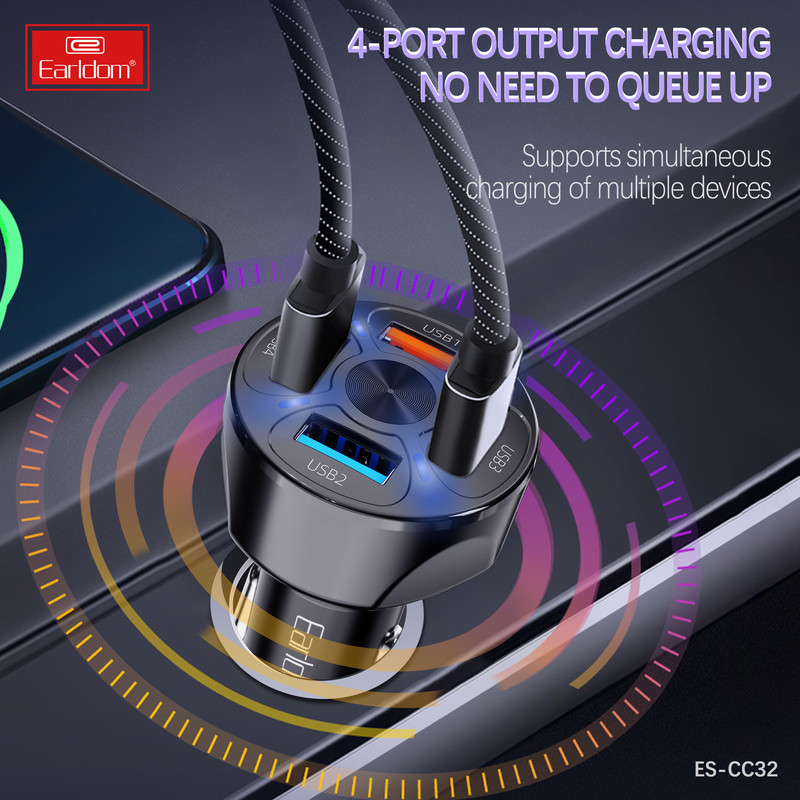 شارژر فندکی 18 وات ارلدام مدل 4USB CAR CHARGER