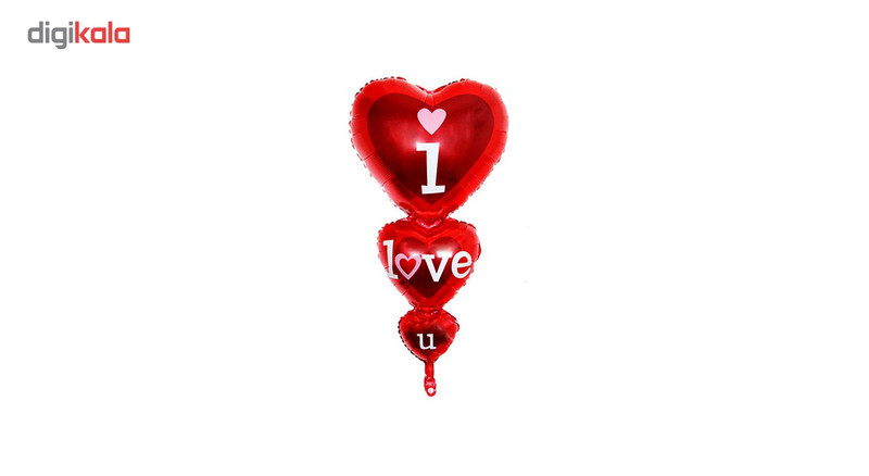 بادکنک فویلی سورتک طرح سه قلب I LOVE YOU