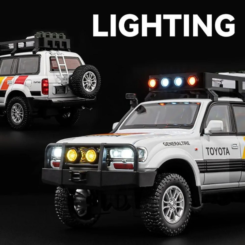 ماکت ماشین ناب سل مدل تویوتا لندکروزر آفرود Toyota Land Cruiser LC80 کد W100 به همراه جاسوییچی