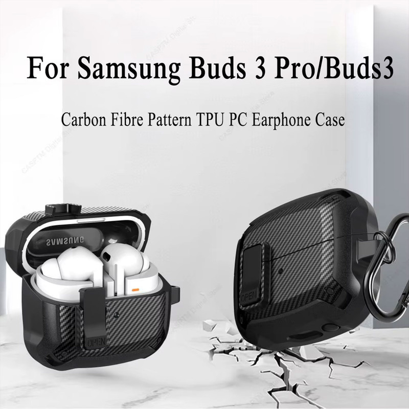 کاور کینگدام مدل Eggshell Carbon OPN Lock مناسب برای کیس هدفون بی سیم سامسونگ Galaxy Buds 3  3 Pro