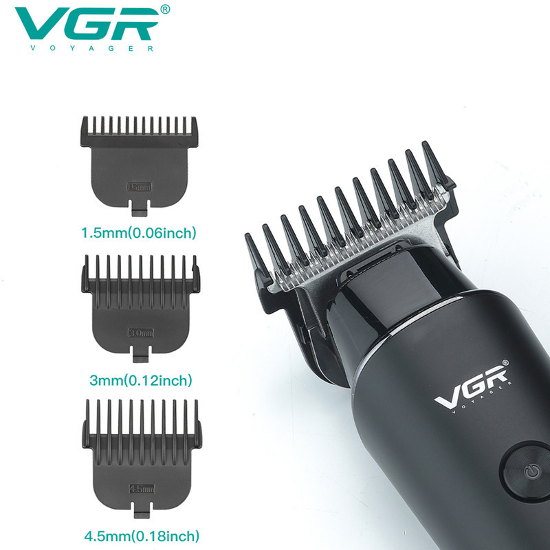 ماشین اصلاح موی سر و صورت وی جی آر مدل 937 با طراحی ارگونومیک، نمایشگر دیجیتال، باتری 2000 میلی‌آمپر ساعت، شارژ USB و سه شانه قابل تنظیم برای اصلاح دقیق و چند حالته