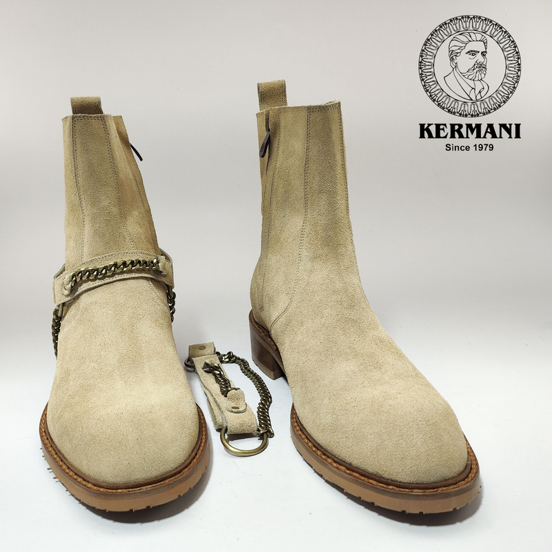 نیم بوت مردانه کرمانی مدل جیر دستدوز طبیعی کد 653