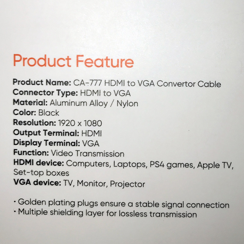 کابل HDMI به VGA مک دودو مدل CA-777 طول 2 متر