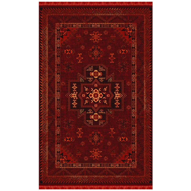 فرش ماشینی فرش ابریشمی کرامتیان
 طرح بلوچی کد 4119B زمینه قرمز