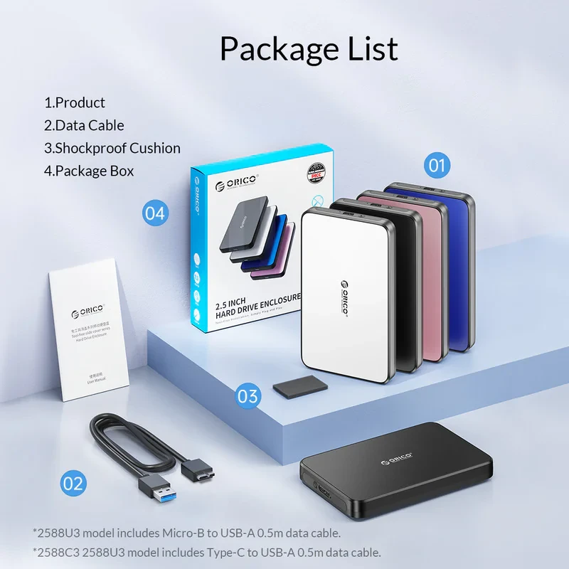 قاب هارددیسک اکسترنال 2.5 اینچی USB3.0 اوریکو مدل 2588U3-V1