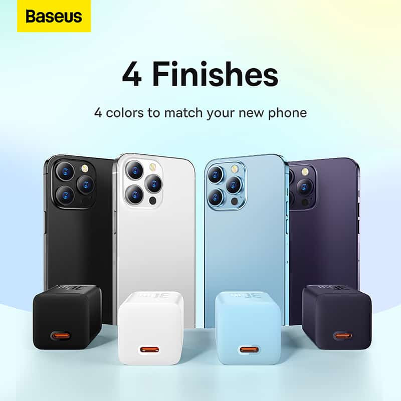 شارژر دیواری 30 وات بیسوس مدل GAN5 mini 30W به همراه کابل تبدیل USB-C
