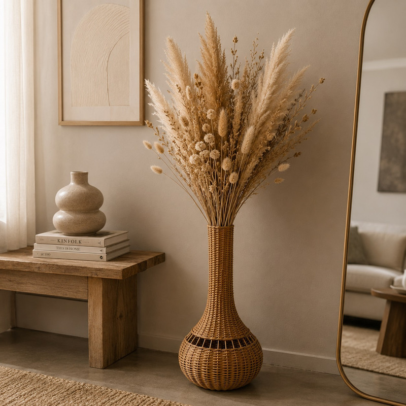 گلدان حصیر بافی مدل حصیری کد R1028