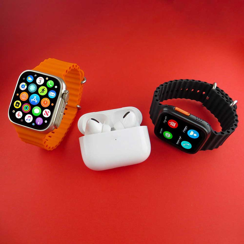 ساعت هوشمند ورنا مدل W49 Ultra with airpod pro دارای قابلیت های کنترل موسیقی (Music Player)، قابلیت مکالمه از طریق بلوتوث، پشتیبانی از زبان فارسی در منو و سیستم‌عامل بند سیلیکون