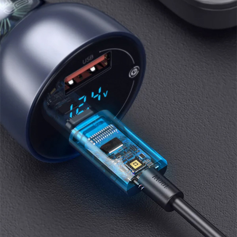 شارژر فندکی باسئوس مدل Dual Quick Charger 65W  به همراه کابل USB-C