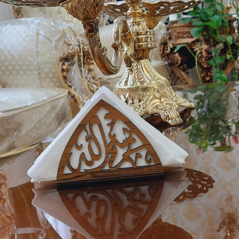 جای دستمال کاغذی چوبی تیکما مدل مذهبی کد KIT D5B بسته 2 عددی