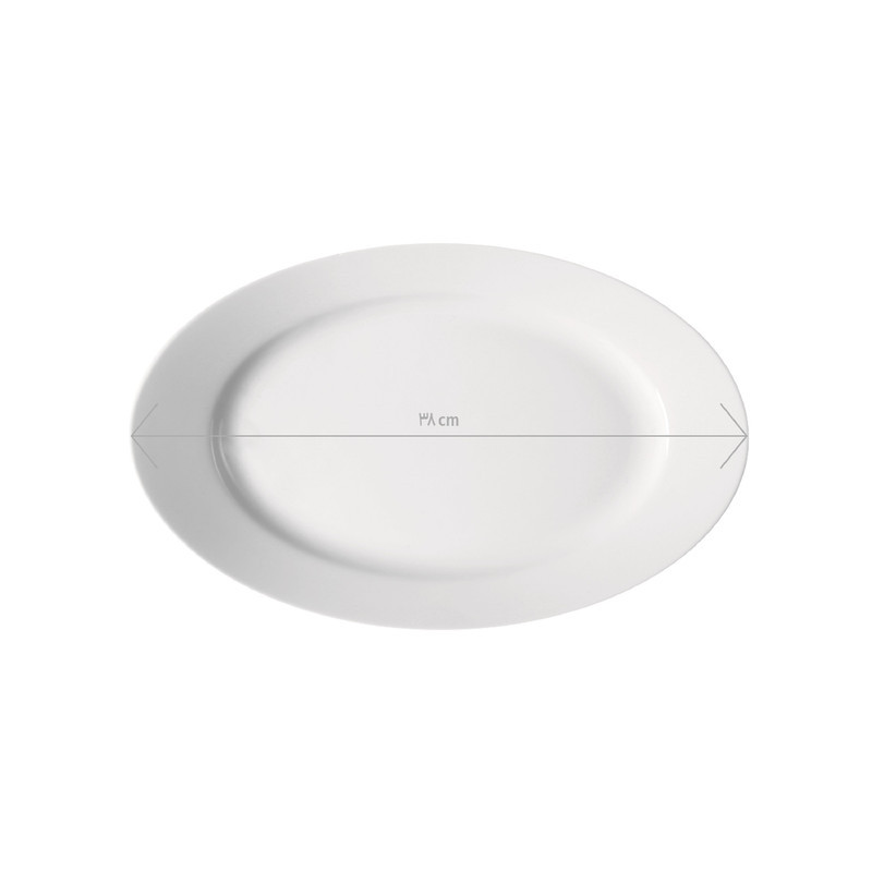 چینی زرین ایران دیس چینی مدل ایتالیا 38 ویلیج درجه 3، بیضی 38x23x3 داخل لعابی، مناسب مایکروویو، شستشو با دست و ماشین ظرفشویی، جعبه‌دار