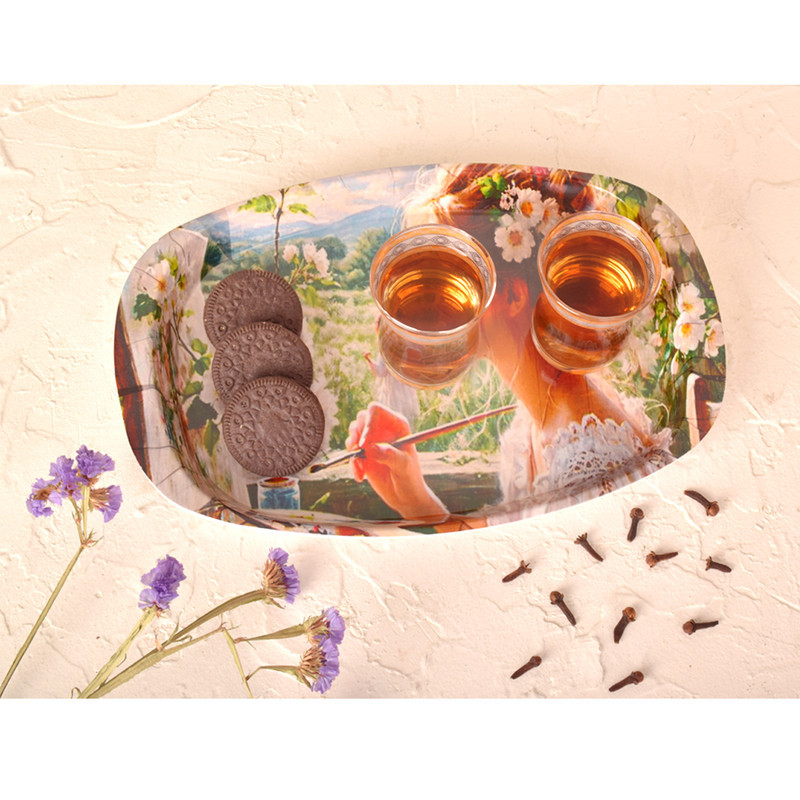 سینی بدون دسته مهروز مدل 6651 نقاش سایز 17×26 سانتی متر