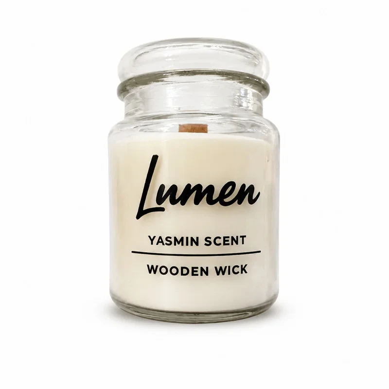 شمع دست‌ساز معطر مدل LUMEN-05 با رایحه گل یاسمن زمان اتمام 40 ساعت