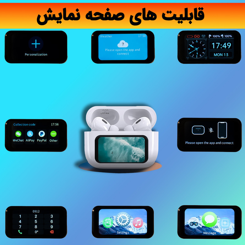 هدفون بلوتوثی لوکسار مدل A9 Pro دارای نویز کنسلینگ فعال (ANC) و نویز کنسلینگ میکروفون (ENC)، درگاه شارژ USB Type-C دارای نمایشگر روی صفحه محفظه شارژ، مقاوم در برابر رطوبت و عرق