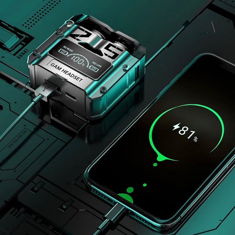 هدفون بلوتوثی دامیکس مدل M25-game بدون قابلیت نویز کنسلینگ، درگاه شارژ USB Type-C، امکان استفاده به صورت پاور بانک مقاوم در برابر آب