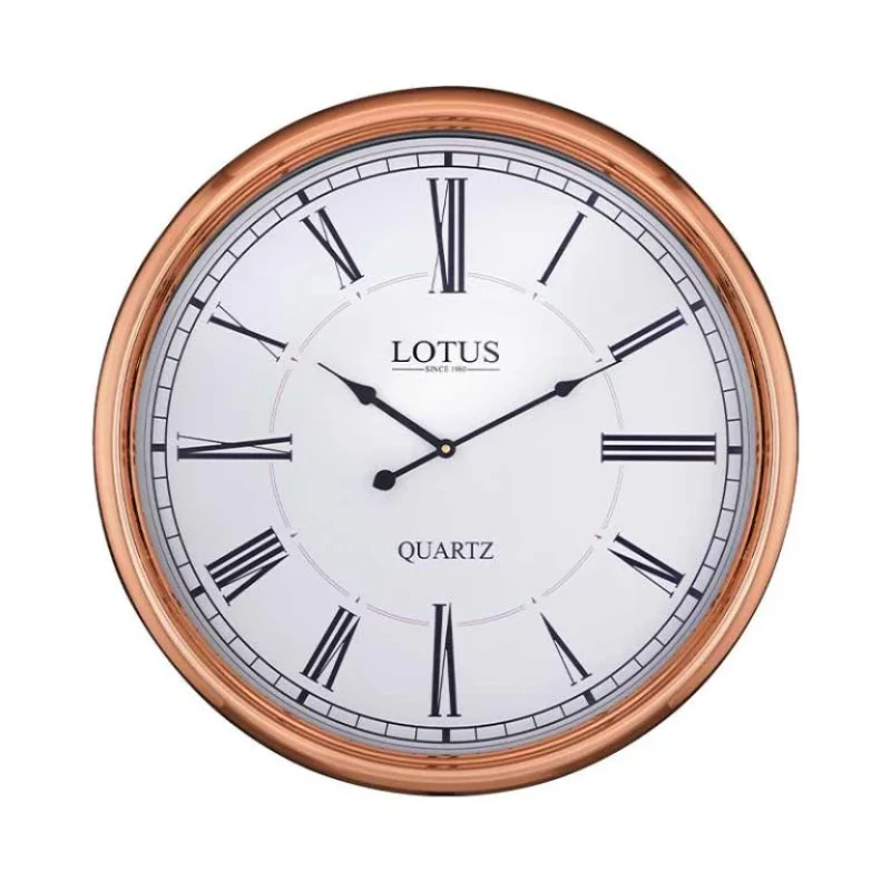 ساعت دیواری عقربه‌ای با نشانگر رومی لوتوس مدل M-1901-WELLINGTON-ROSEGOLD