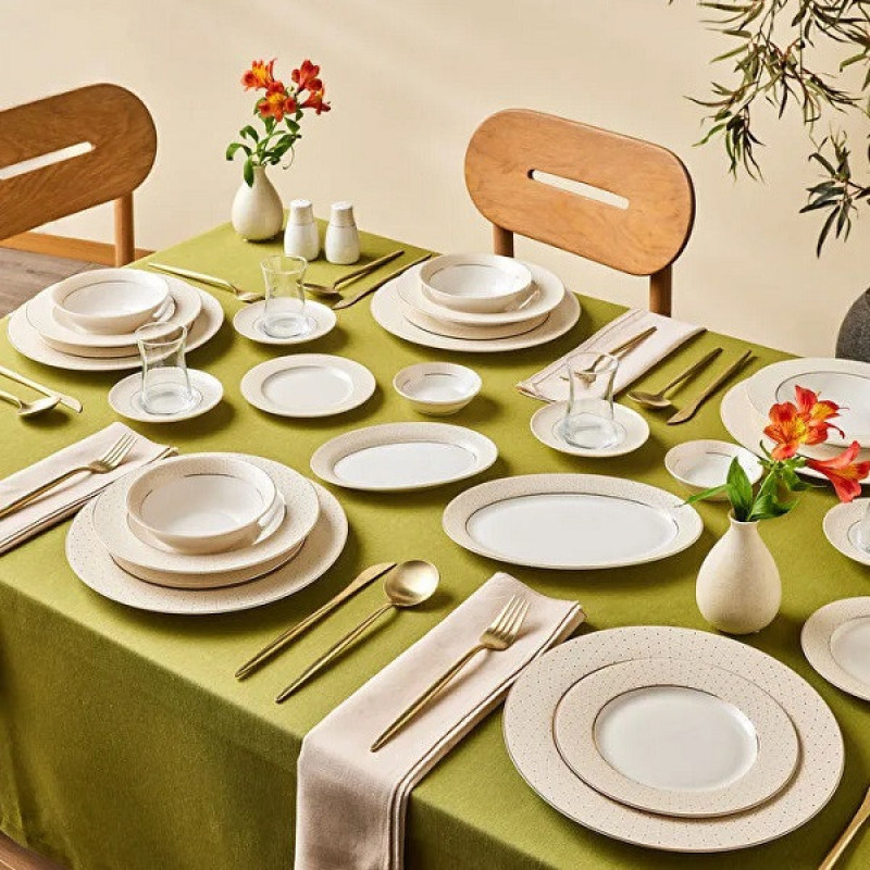 سرویس غذاخوری چینی 60 پارچه 12 نفره کاراجا مدل Elegance