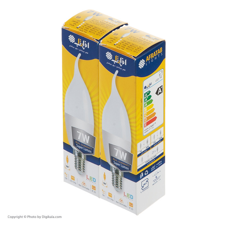لامپ ال ای دی 7 وات اشکی افراتاب مدل AF-TC37-7W پایه E14 بسته 2 عددی