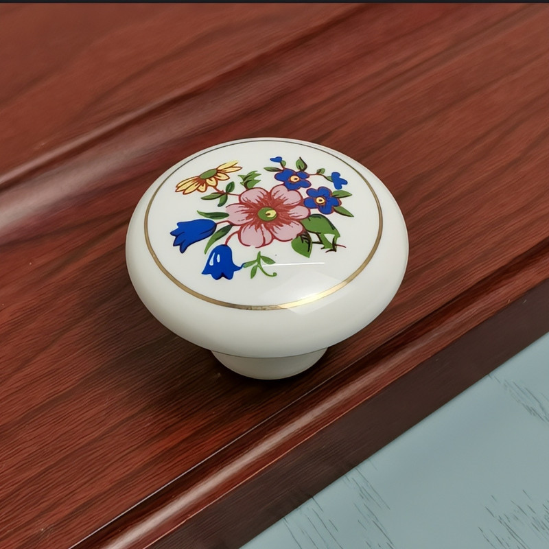 دستگیره کابینت مدل سرامیک گل تکپیچ بسته 2 عددی
