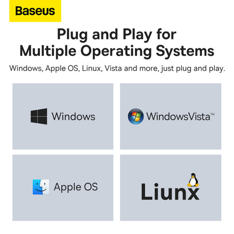 هاب 4 پورت usb3 باسئوس مدل Lite Series -WKQX03010 1M