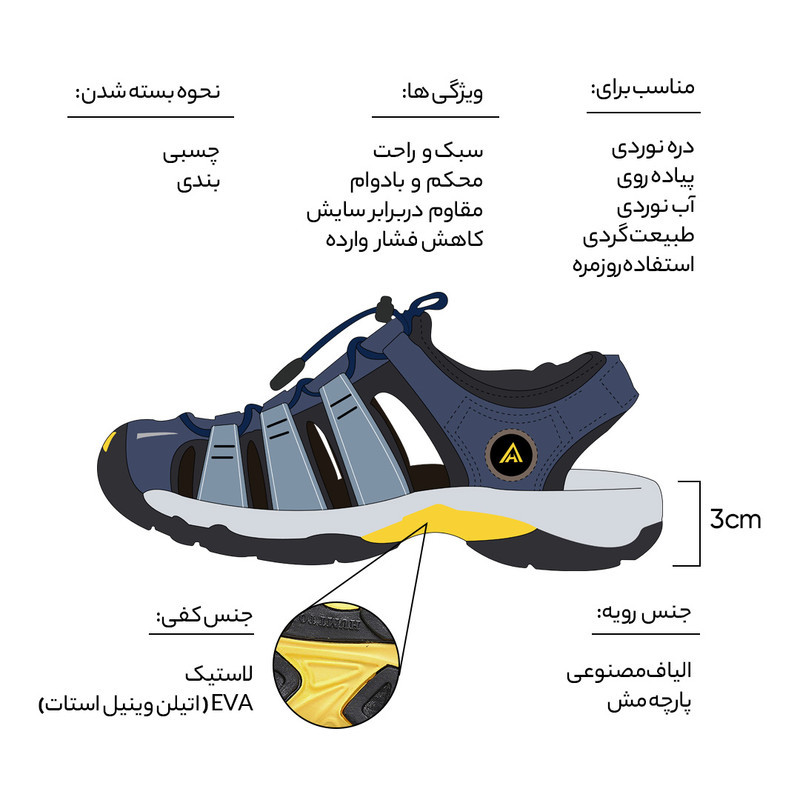 صندل مردانه هامتو مدل 710445A-17