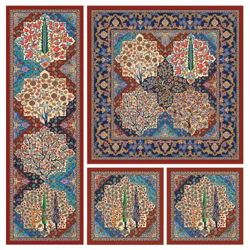 ست رومیزی و رانر 4 تکه مدل تمنا N0090