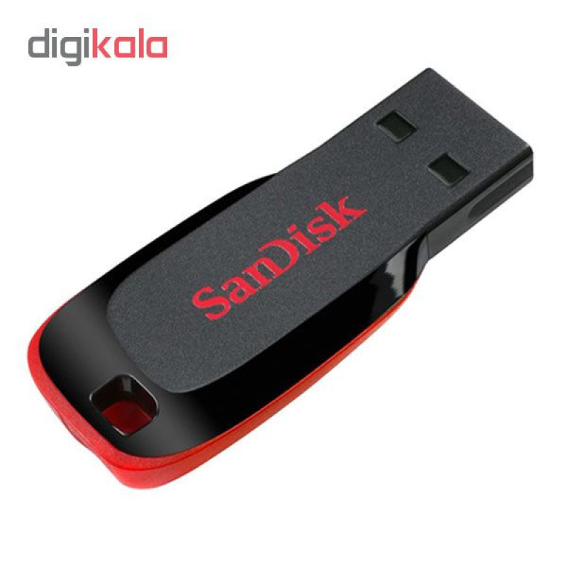 فلش مموری سن دیسک مدل Cruzer Blade CZ50 ظرفیت 32 گیگابایت با رابط USB 2.0، سرعت انتقال 480 مگابیت بر ثانیه، قابلیت رمزگذاری اطلاعات و بدنه مقاوم در برابر لک و اثر انگشت