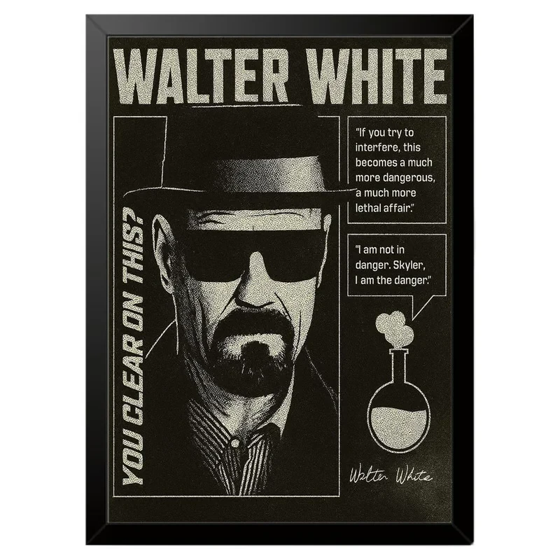 تابلو بکلیت طرح سریال بریکینگ بد شخصیت والتر وایت Breaking Bad Walter White مدل b-po1652 فریم مشکی