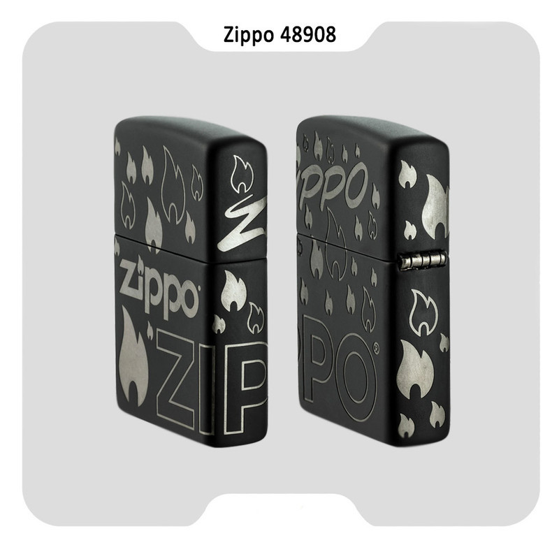 فندک بنزینی زیپو مدل 48908 218C ZIPPO DESIGN طرح لوگو و شعله زیپو