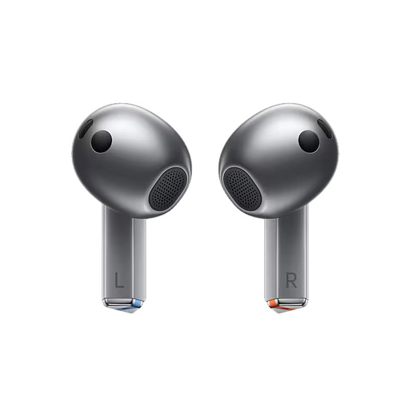 هدفون بلوتوثی سامسونگ مدل Galaxy Buds3 با نویز کنسلینگ فعال (ANC)، نویز کنسلینگ میکروفون (ENC)، درگاه شارژ USB Type-C، با قابلیت اتصال به چند دستگاه، دارای قابلیت صدای 360 درجه، Galaxy AI، میکروفون سه گانه، پشتیبانی از فرمان لمسی، ضد آب و گرد و غبار