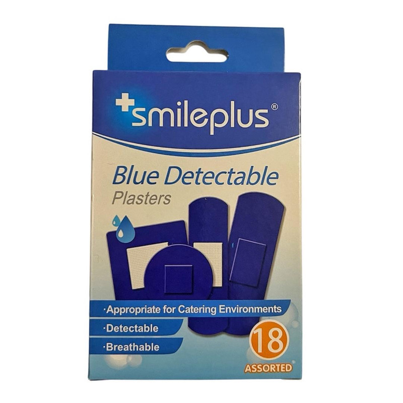 چسب زخم اسمایل پلاس مدل Blue Detectable کد 6304 بسته 18 عددی