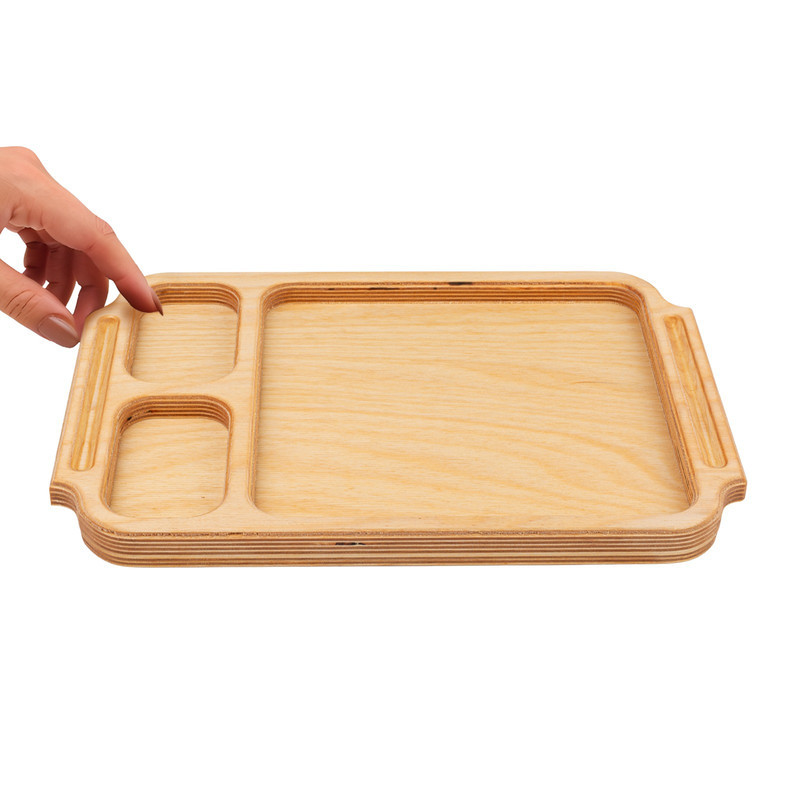 سینی دسته دار مدل چوبی طرح جاشکلاتی دار سایز ۲۴×۳۶ سانتیمتر