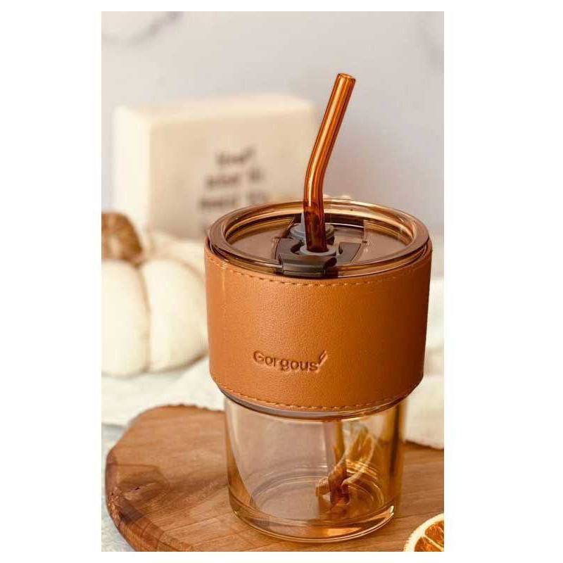 لیوان مدل شیشه ای دور چرم