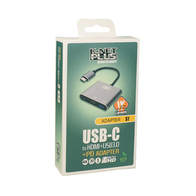 تبدیل USB-C به HDMIUSB3.0PD کی نت پلاس مدل KP-MFCMS103