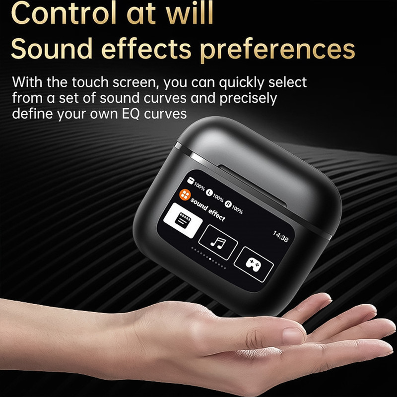 هدفون بلوتوثی لوکسار مدل T68 Pro با نویز کنسلینگ فعال (ANC)، نویز کنسلینگ میکروفون (ENC)، قابلیت پخش صدای محیطی (Transparency)، درگاه شارژ USB Type-C، دارای نمایشگر روی محفظه شارژ، پشتیبانی از فرمان لمسی، مقاوم در برابر رطوبت و عرق، استاندارد ضد آب IPX4
