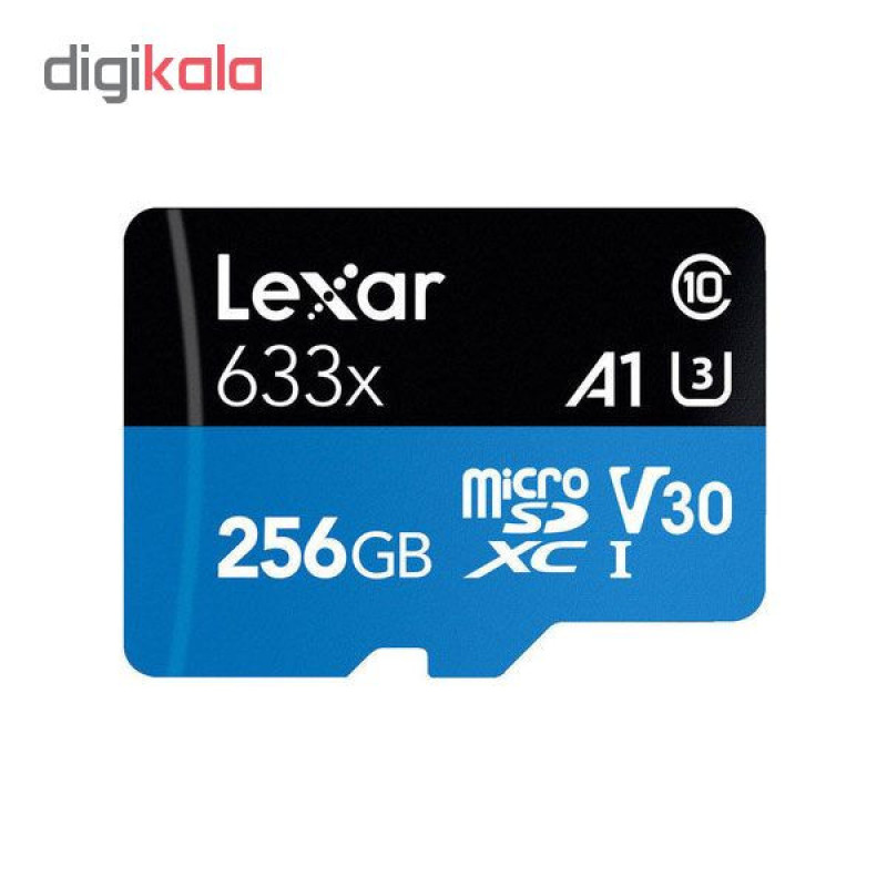 کارت حافظه microSDXC لکسار مدل 633X کلاس 10 استاندارد UHS-I سرعت 95MBps ظرفیت 256 گیگابایت به همراه آداپتور SD
