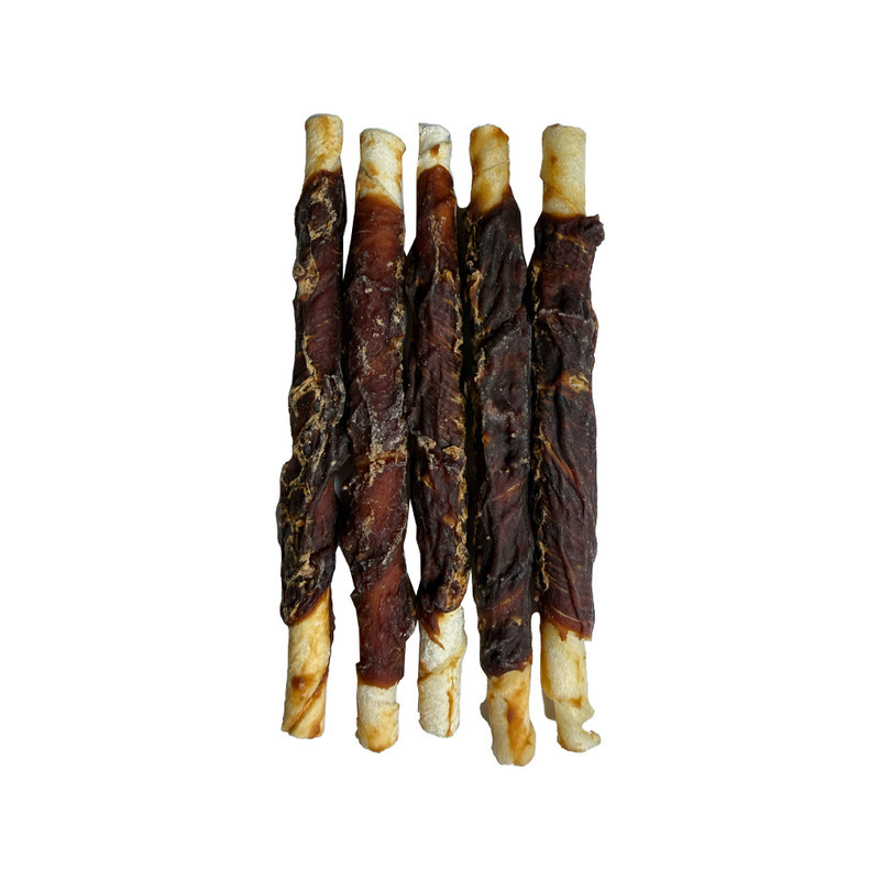 تشویقی سگ مدل دورپیچ گوشت طعم گوشت گاو وزن 60 گرم