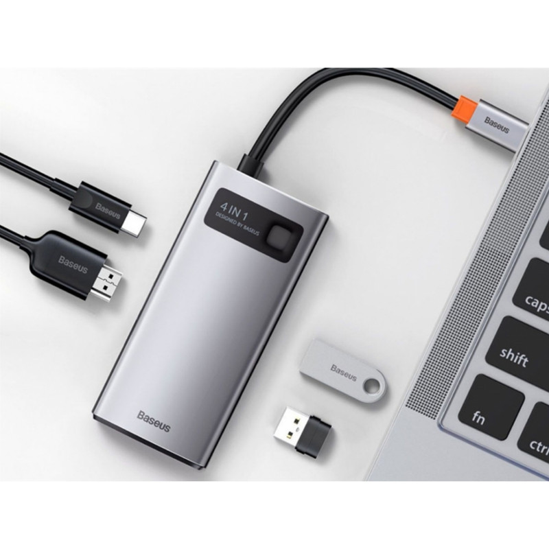 هاب 4 پورت USB-C باسئوس مدل Metal Gleam Series