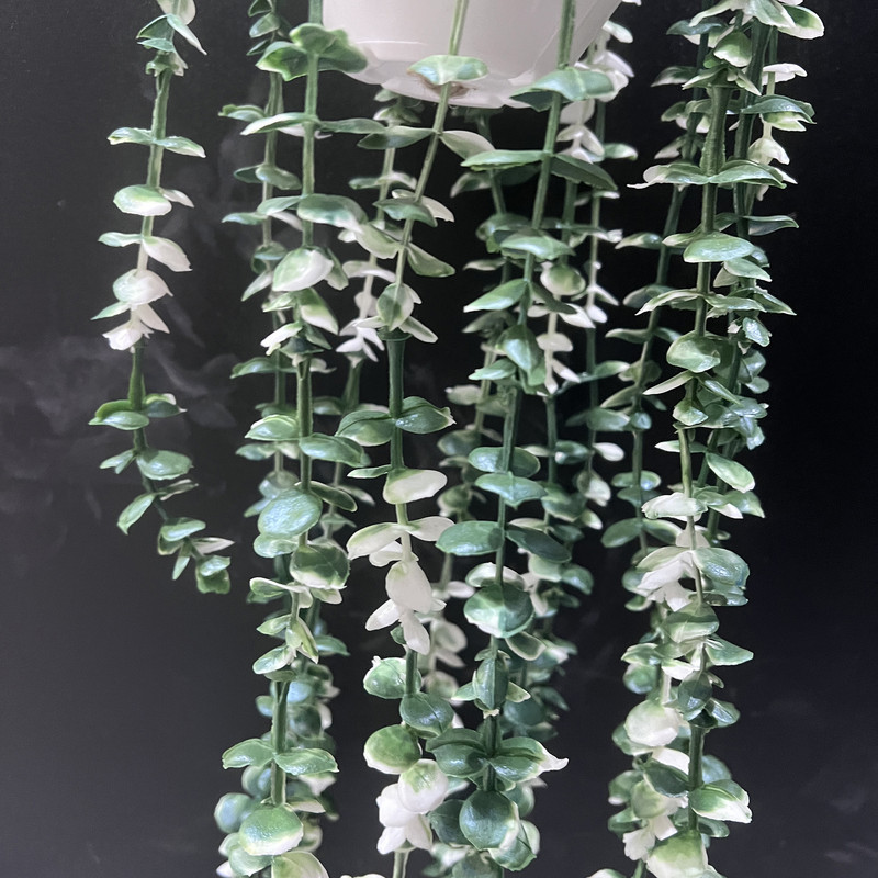 گلدان دکوری خمره‌ای با گل مصنوعی شمشاد برفی، ابعاد 10×10×45 سانتی‌متر، وزن 200 گرم