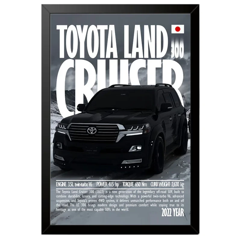 تابلو بکلیت طرح ماشین و خودرو تویوتا لندکروز Toyota LandCruiser مدل B-po1942 فریم مشکی