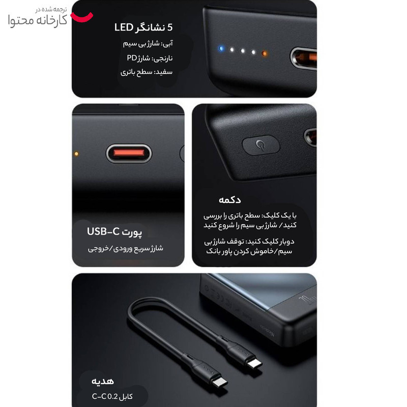پاوربانک مک دودو مدل MC-593 ظرفیت 10000 میلی آمپر ساعت