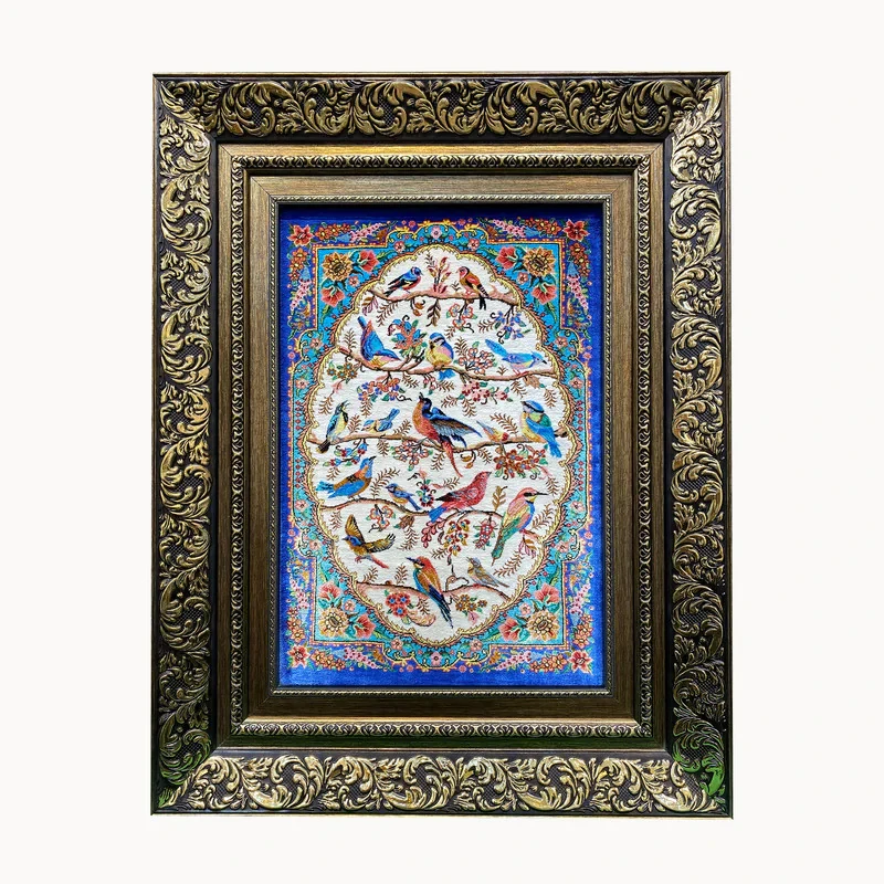تابلو فرش دستباف طرح چهل طوطی کد ۲۱۴۳۴۲۵۰