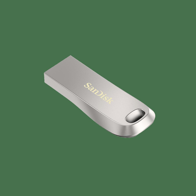 فلش مموری سن دیسک مدل Ultra Luxe ظرفیت 128 گیگابایت با بدنه فلزی، رابط USB 3.1 Type-A، سرعت خواندن 150 مگابایت بر ثانیه و نرم‌افزار کدگذاری SanDisk Secure Access