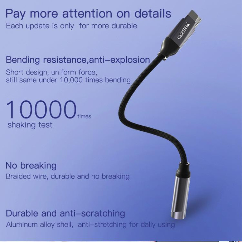 مبدل USB-C به جک 3.5 میلی متری یسیدو مدل YAU-19