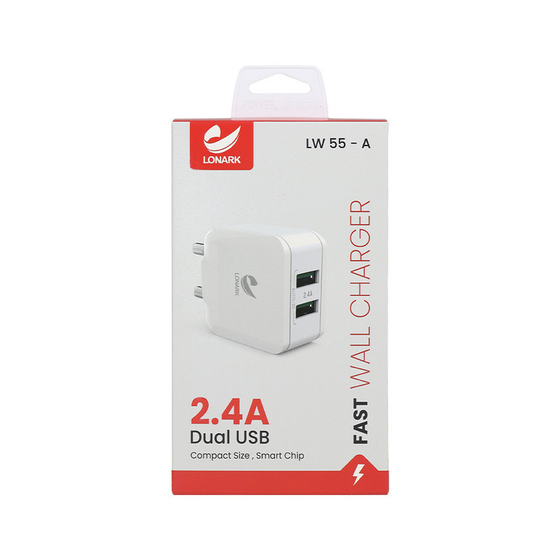 شارژر دیواری 12 وات لونارک مدل LW55 به همراه کابل تبدیل Micro USB