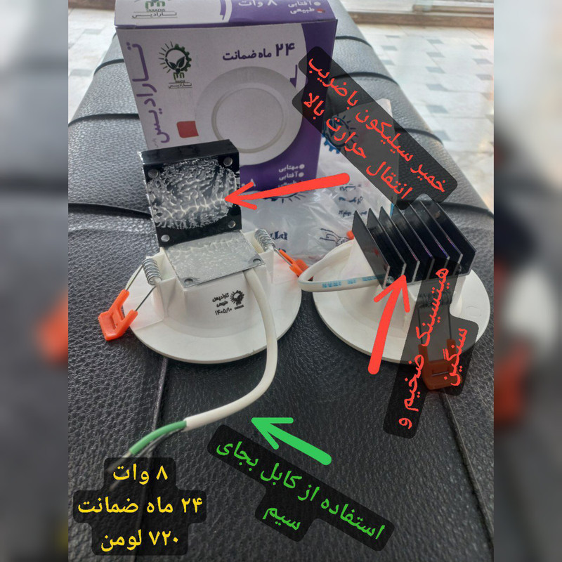 پنل هالوژن بک لایت 8 وات تارادیس مدل توکار کد PTN-208 بسته 10 عددی