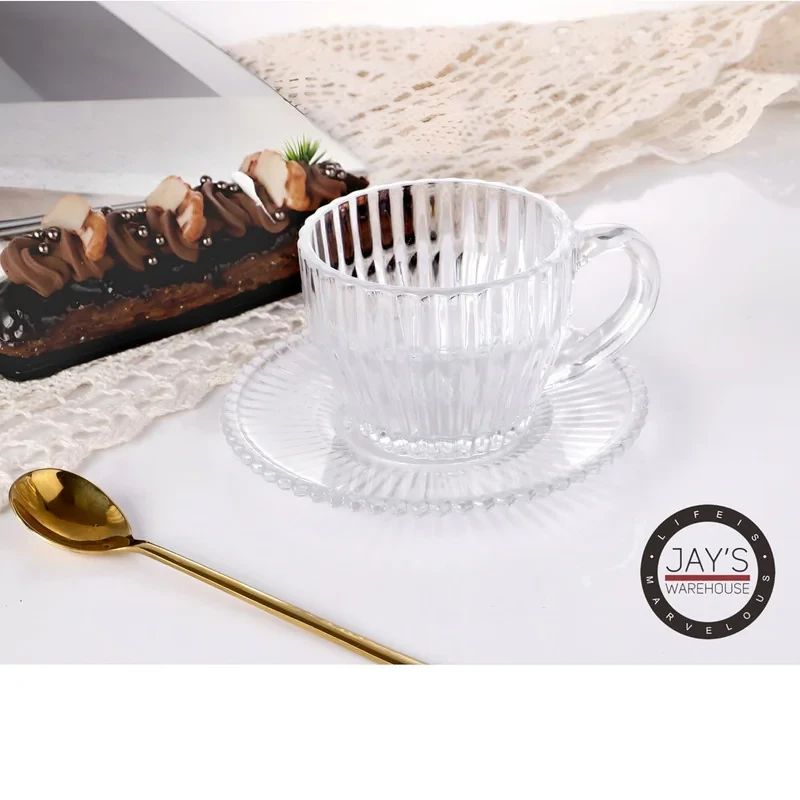 ست فنجان و نعلبکی 8 پارچه نوا مدل راه راه کد 1369n 2593
